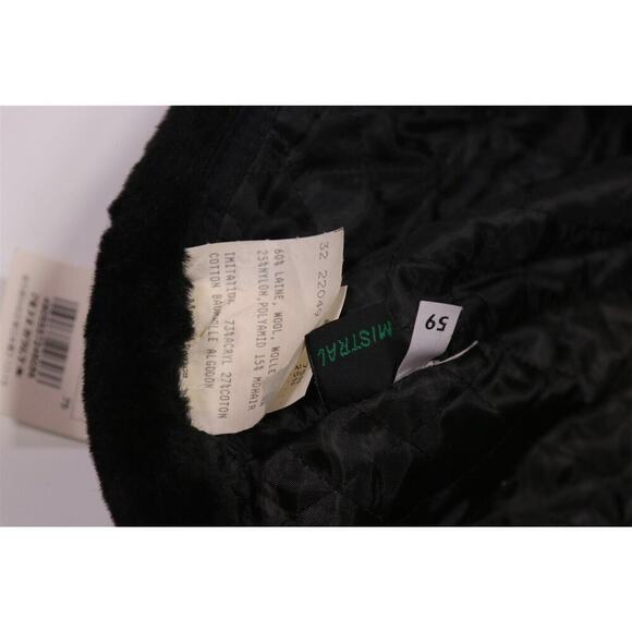 Mistral Made in France Gray Check Wool Hat w/ Fur Ear Flaps 59 cm - 7 3/8 New! - Picture 10 of 10